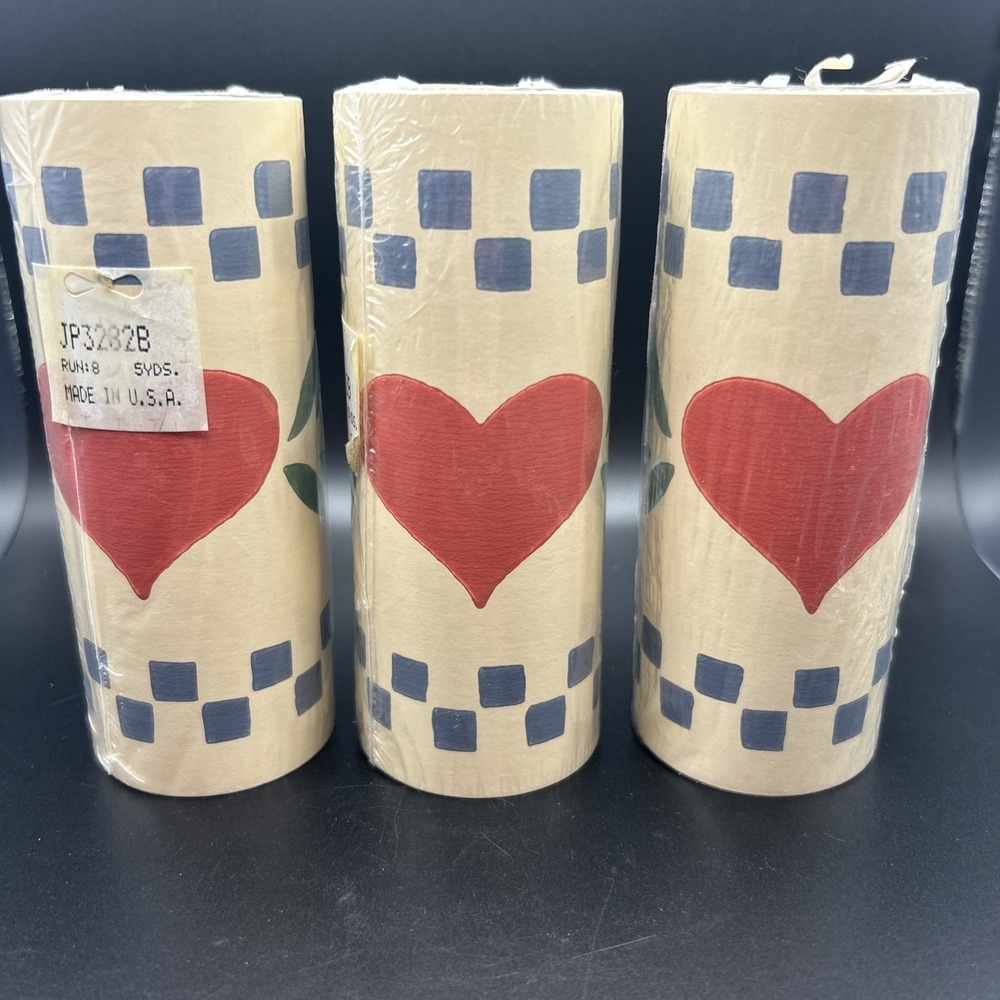 Country‎ Hearts Prepasted Wallpaper Border 3x 5 Yard Rolls Vintage Cottagecore